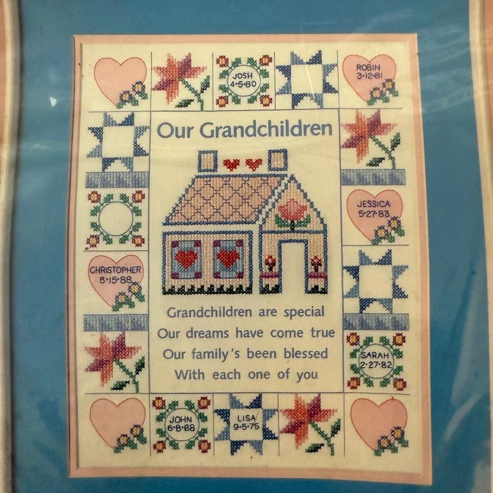 Vtg Dimensions Our Grandchildren Stamped‎ Cross Stitch Kit 1988 New Deadstock